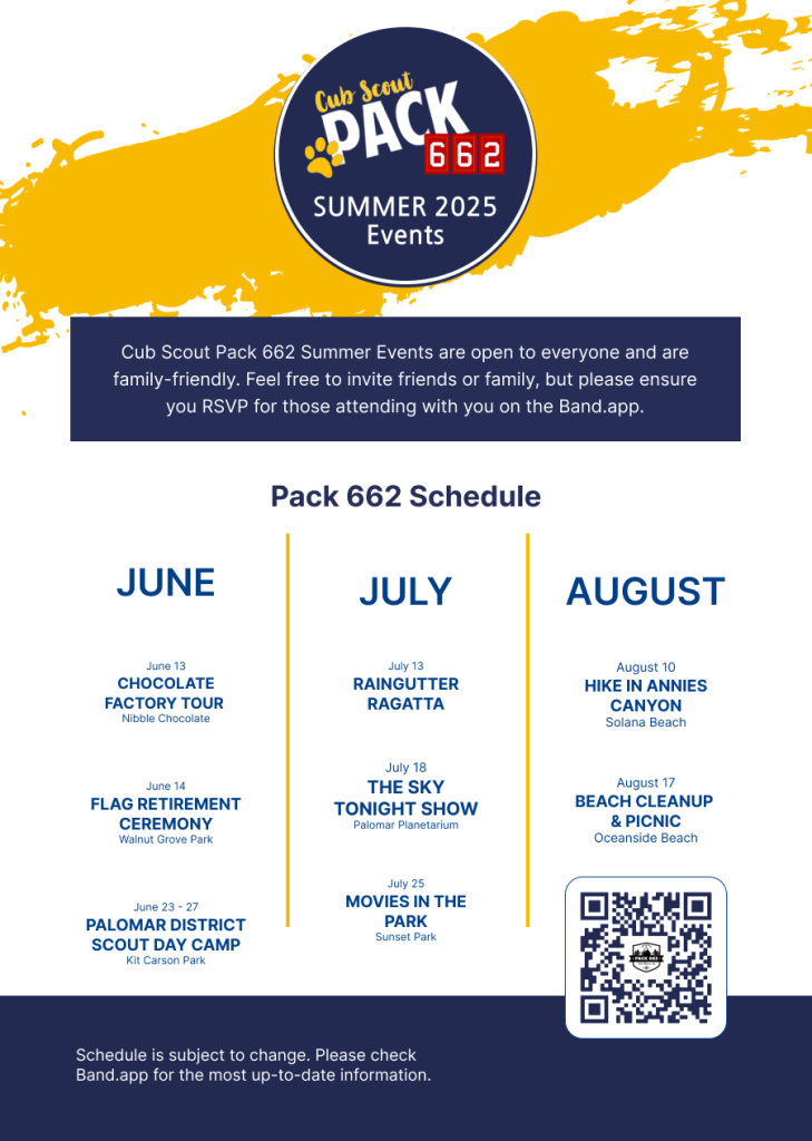 Cub Scout Pack 662 - Summer Calendar
